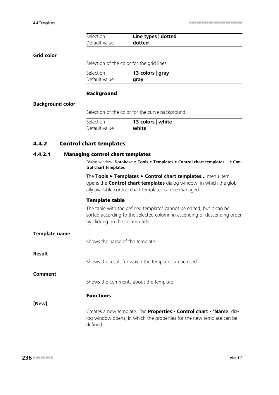 2 control chart templates, 1 managing control chart templates, Control chart templates | Metrohm viva 1.0 Manual User Manual | Page 248 / 898