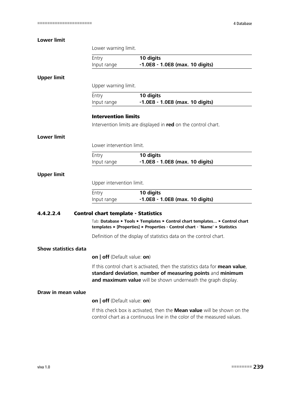 4 control chart template - statistics, Statistics | Metrohm viva 1.0 Manual User Manual | Page 251 / 898