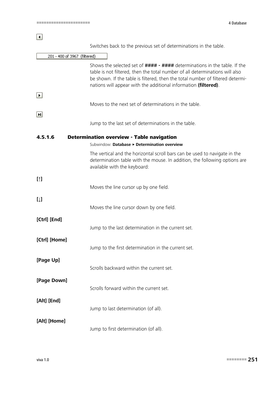 6 determination overview - table navigation | Metrohm viva 1.0 Manual User Manual | Page 263 / 898