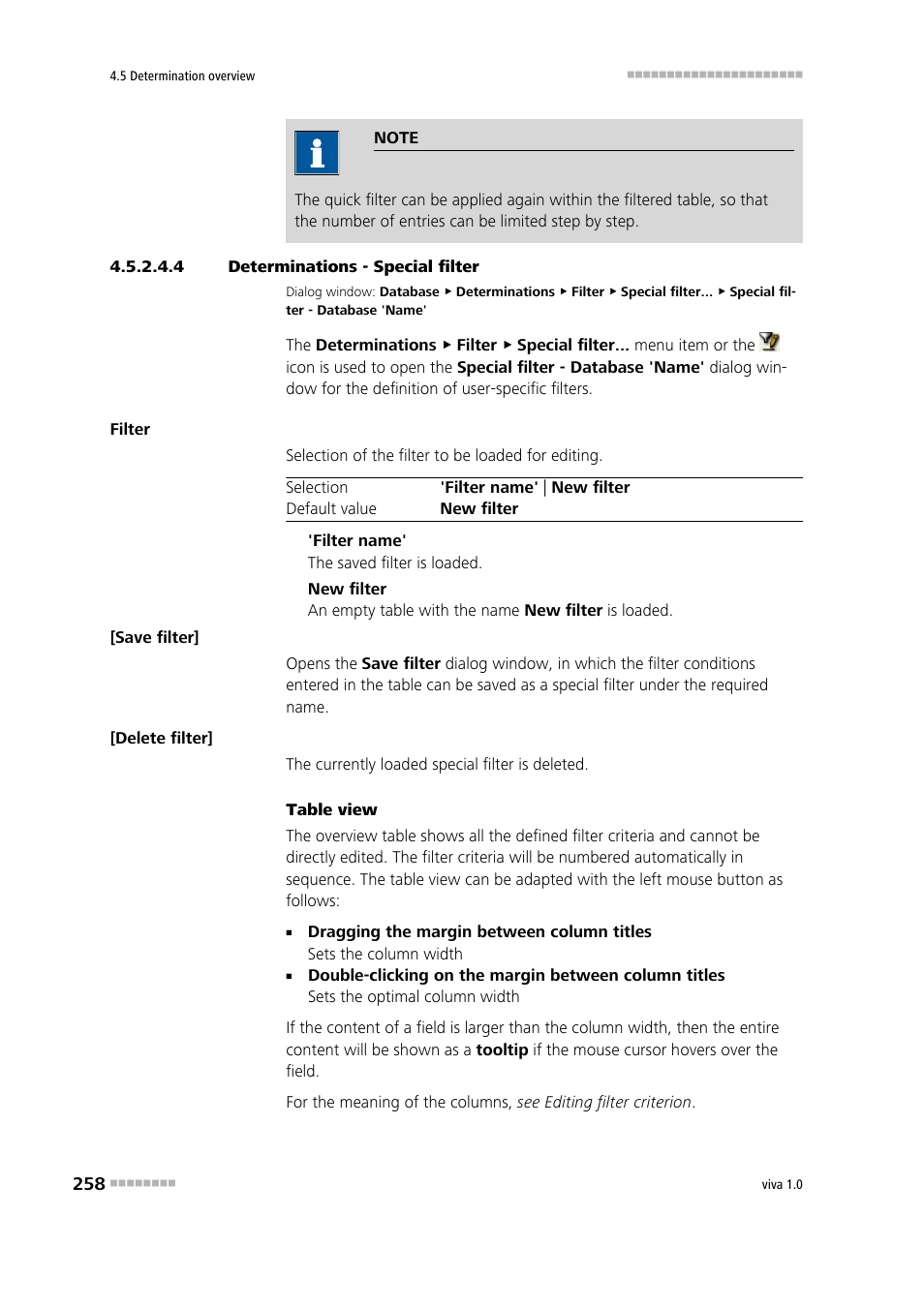 4 determinations - special filter, Special filter | Metrohm viva 1.0 Manual User Manual | Page 270 / 898
