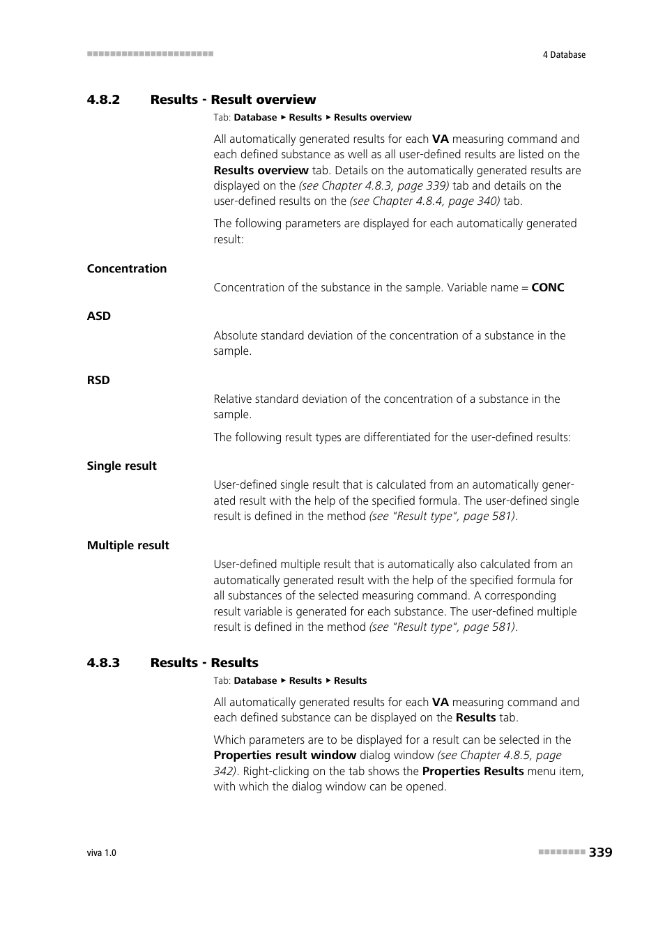 2 results - result overview, 3 results - results, Results - result overview | Results - results, Results overview | Metrohm viva 1.0 Manual User Manual | Page 351 / 898