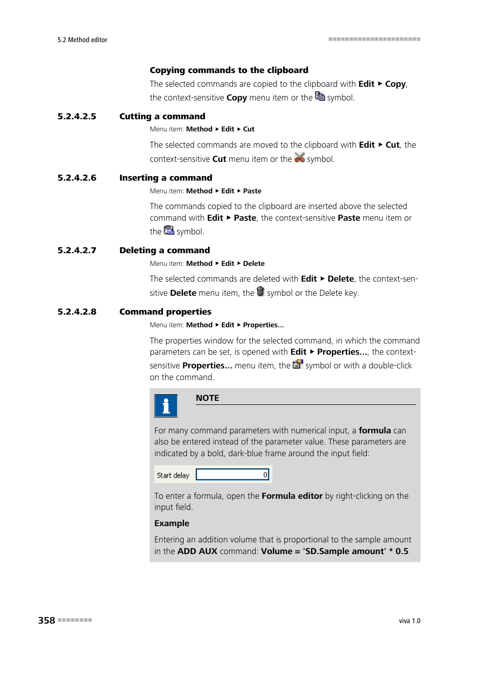 5 cutting a command, 6 inserting a command, 7 deleting a command | 8 command properties | Metrohm viva 1.0 Manual User Manual | Page 370 / 898