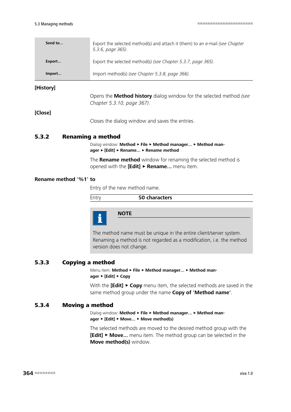 2 renaming a method, 3 copying a method, 4 moving a method | Renaming a method, Copying a method, Moving a method | Metrohm viva 1.0 Manual User Manual | Page 376 / 898