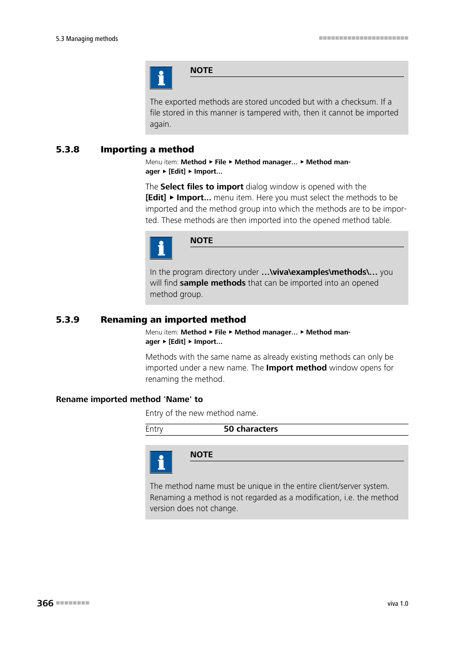 8 importing a method, 9 renaming an imported method, Importing a method | Renaming an imported method | Metrohm viva 1.0 Manual User Manual | Page 378 / 898