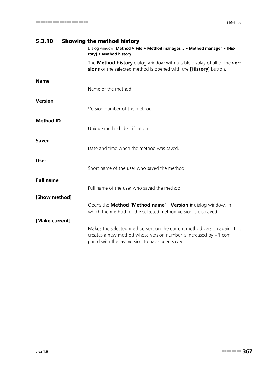 10 showing the method history, Showing the method history | Metrohm viva 1.0 Manual User Manual | Page 379 / 898