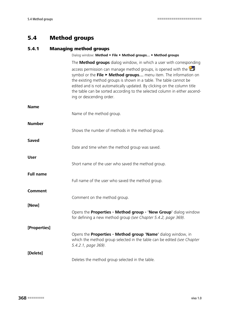 4 method groups, 1 managing method groups, Method groups | Managing method groups | Metrohm viva 1.0 Manual User Manual | Page 380 / 898