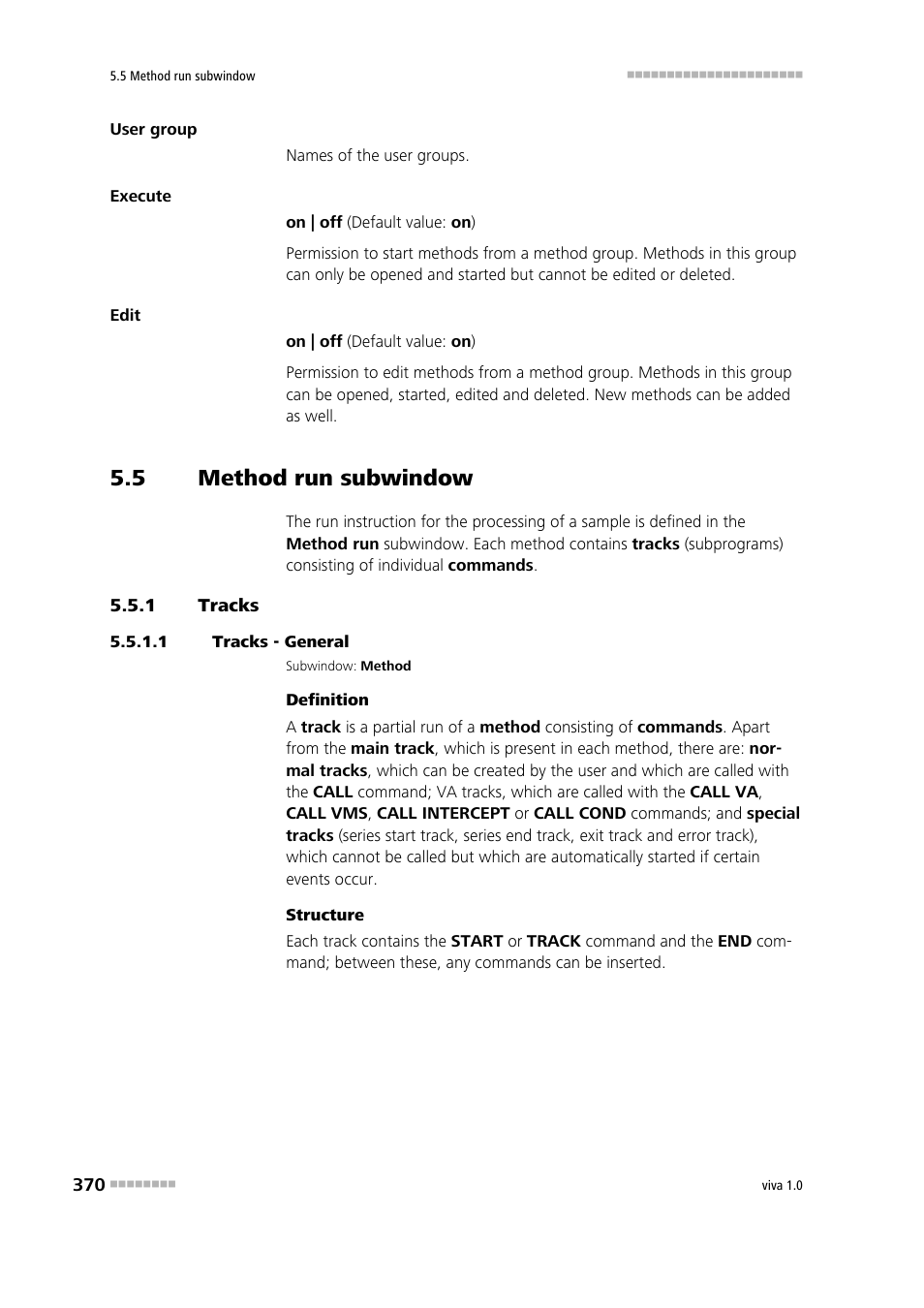 5 method run subwindow, 1 tracks, 1 tracks - general | Method run subwindow, Tracks, Method run | Metrohm viva 1.0 Manual User Manual | Page 382 / 898