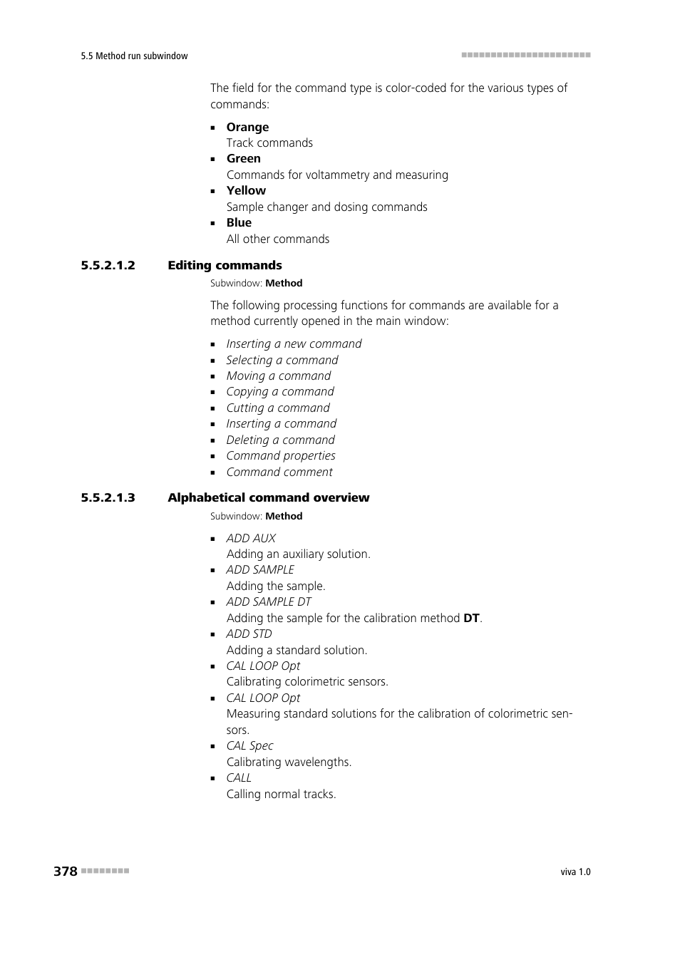 2 editing commands, 3 alphabetical command overview | Metrohm viva 1.0 Manual User Manual | Page 390 / 898
