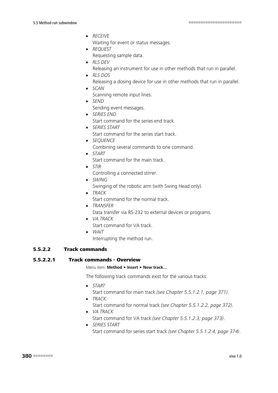 2 track commands, 1 track commands - overview | Metrohm viva 1.0 Manual User Manual | Page 392 / 898