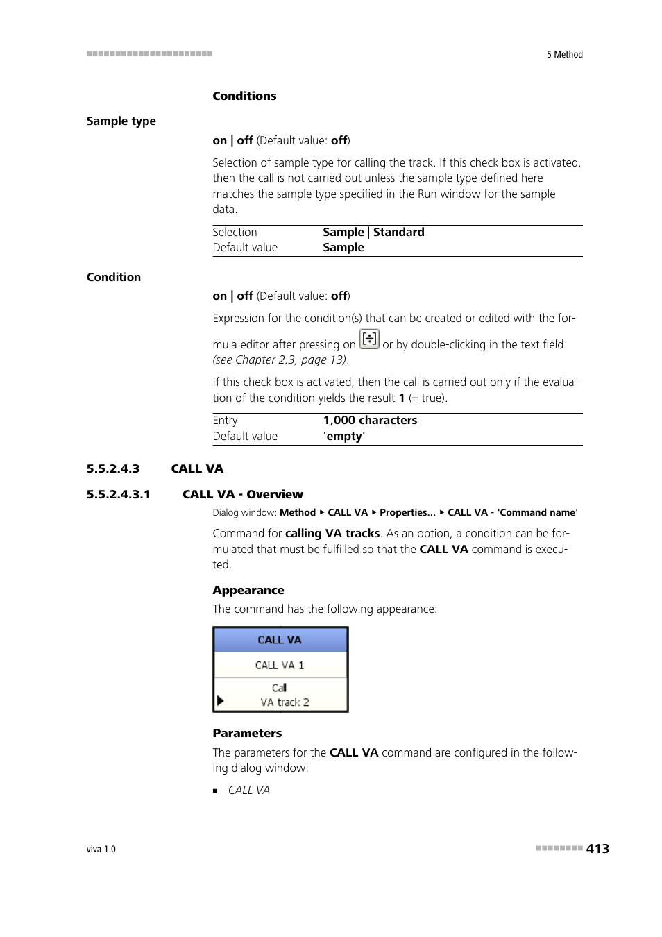 3 call va, 1 call va - overview, Call va | Metrohm viva 1.0 Manual User Manual | Page 425 / 898