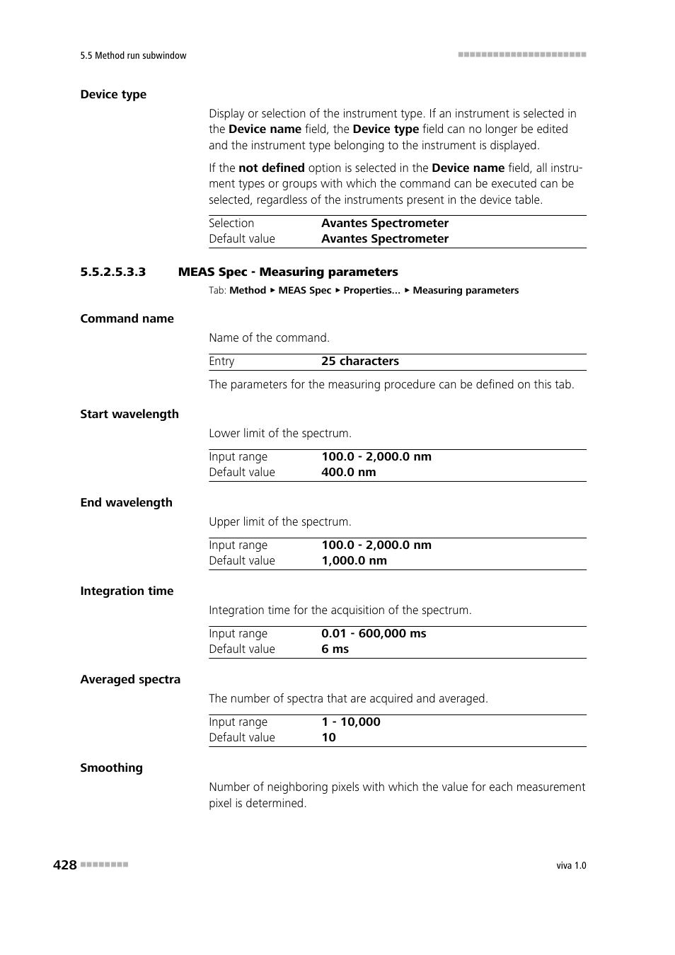 3 meas spec - measuring parameters | Metrohm viva 1.0 Manual User Manual | Page 440 / 898