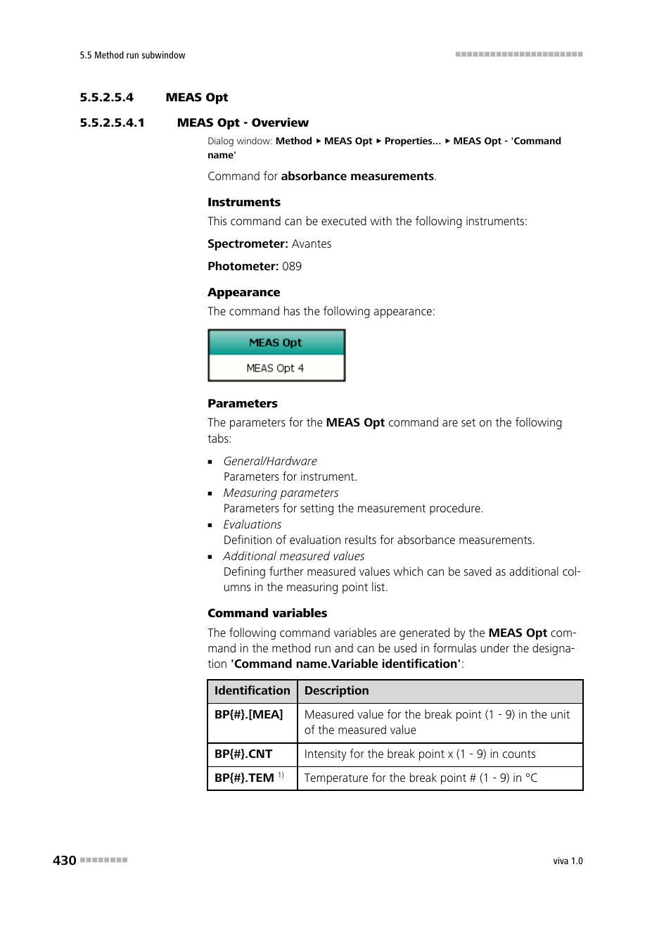 4 meas opt, 1 meas opt - overview, Meas opt | Metrohm viva 1.0 Manual User Manual | Page 442 / 898
