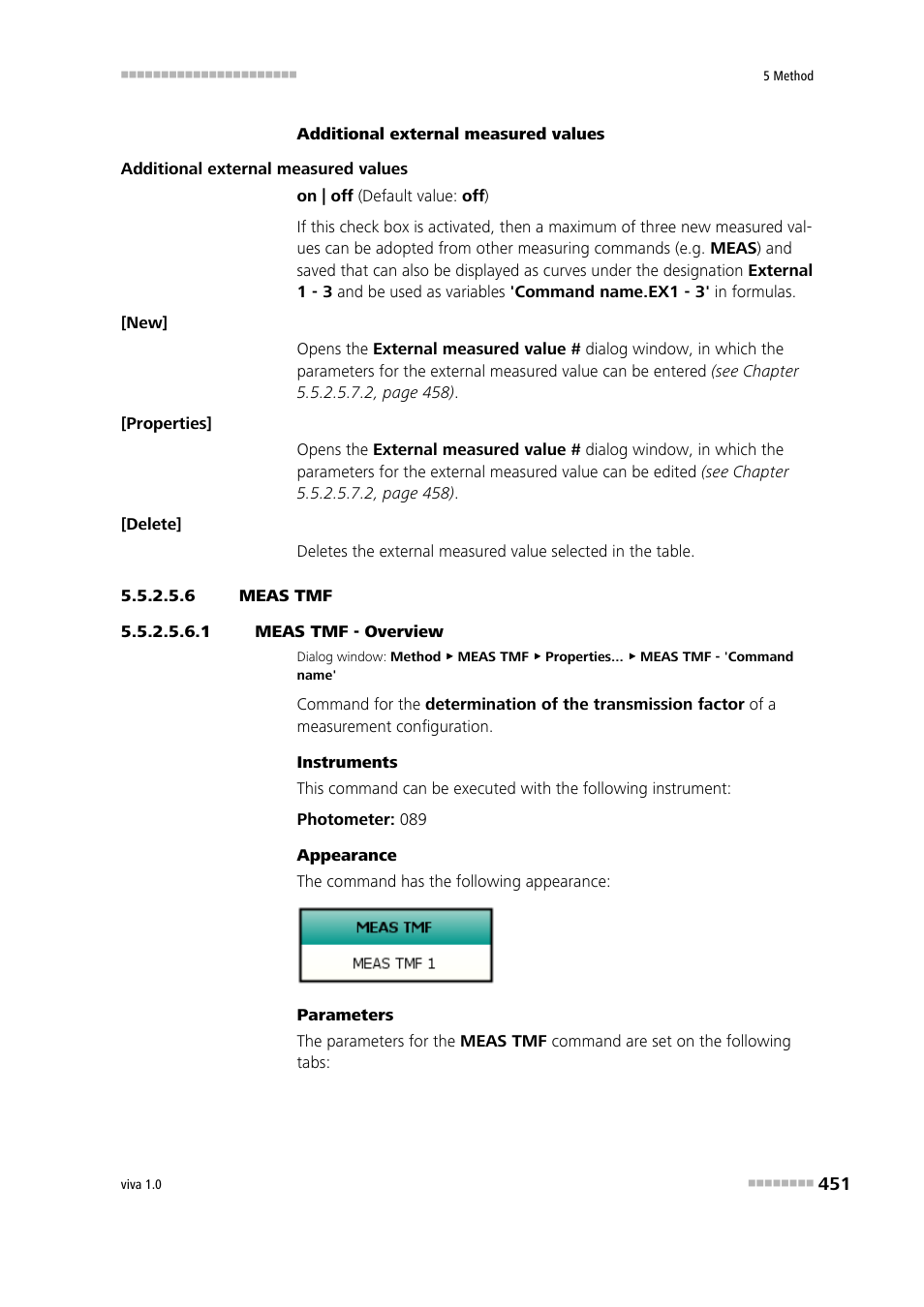 6 meas tmf, 1 meas tmf - overview, Meas tmf | Metrohm viva 1.0 Manual User Manual | Page 463 / 898