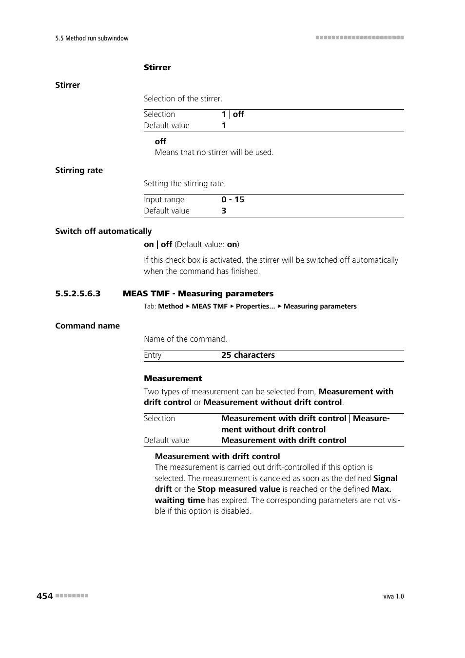 3 meas tmf - measuring parameters | Metrohm viva 1.0 Manual User Manual | Page 466 / 898