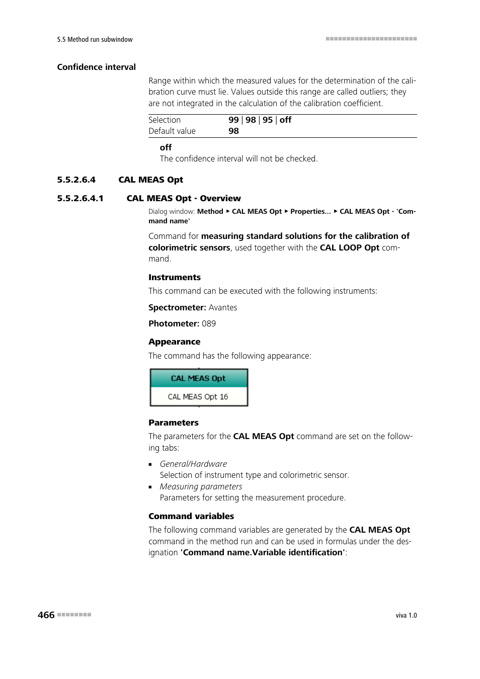 4 cal meas opt, 1 cal meas opt - overview, Cal meas opt | Cal loop opt | Metrohm viva 1.0 Manual User Manual | Page 478 / 898