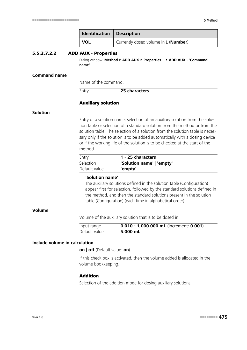 2 add aux - properties, Add aux - properties | Metrohm viva 1.0 Manual User Manual | Page 487 / 898