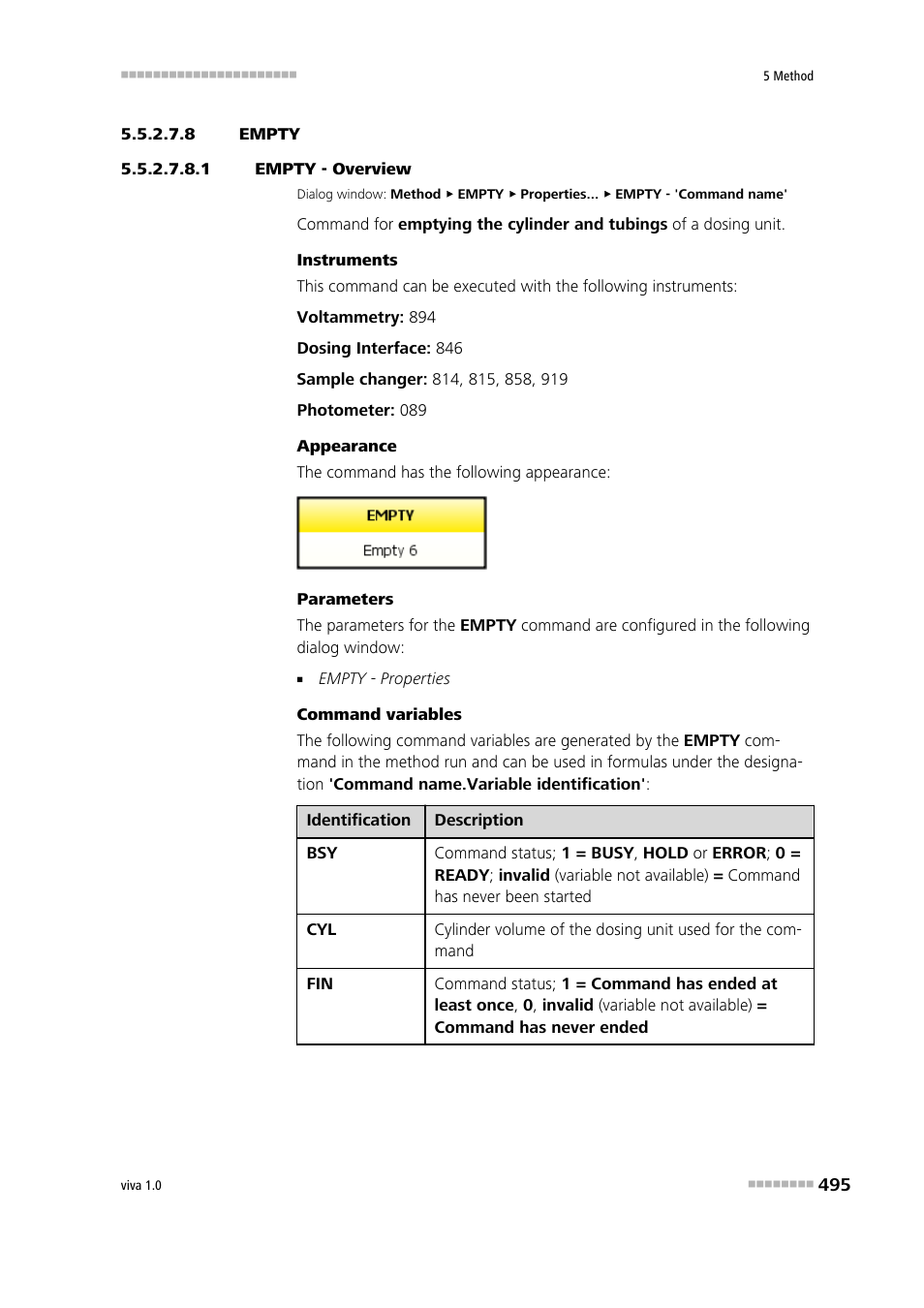 8 empty, 1 empty - overview, Empty | Metrohm viva 1.0 Manual User Manual | Page 507 / 898
