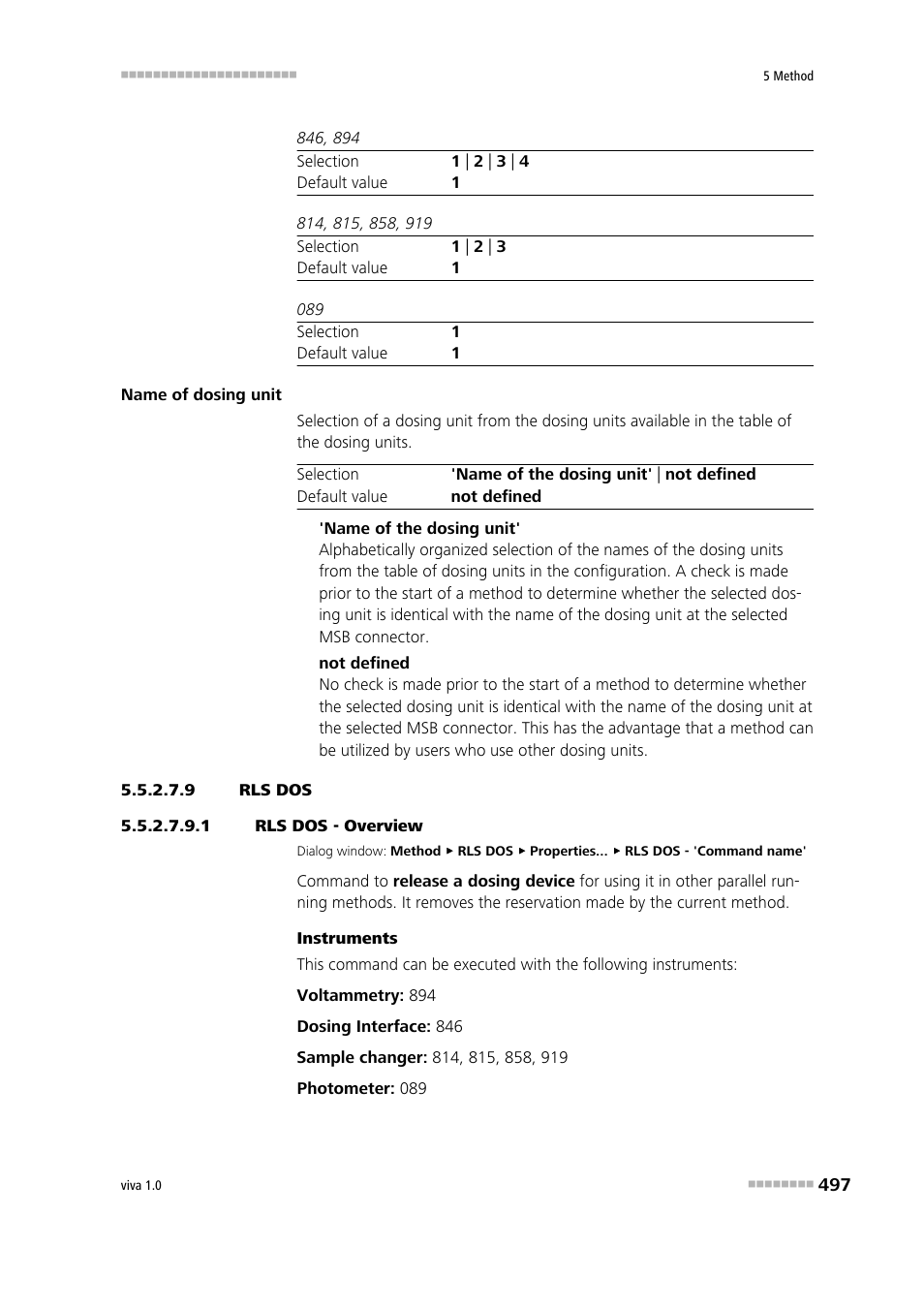 9 rls dos, 1 rls dos - overview, Rls dos | Metrohm viva 1.0 Manual User Manual | Page 509 / 898