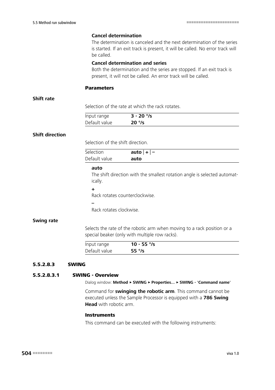 3 swing, 1 swing - overview, Swing | Metrohm viva 1.0 Manual User Manual | Page 516 / 898