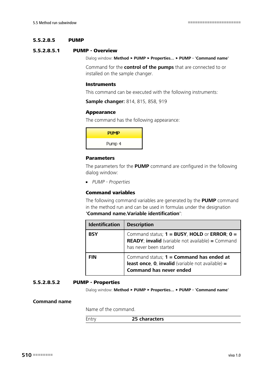 5 pump, 1 pump - overview, 2 pump - properties | Pump | Metrohm viva 1.0 Manual User Manual | Page 522 / 898