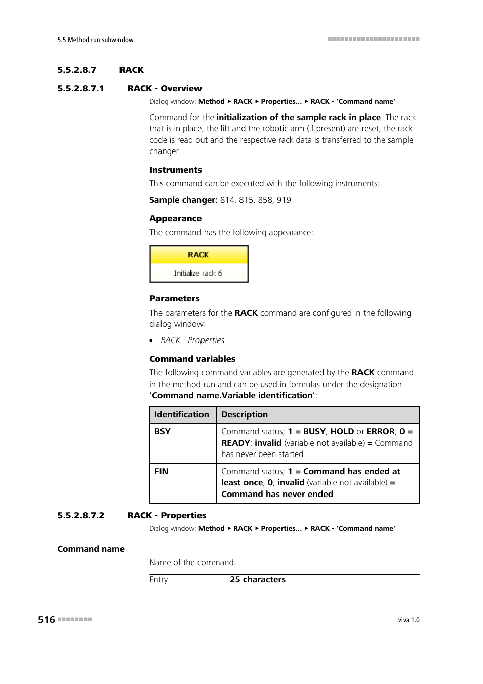 7 rack, 1 rack - overview, 2 rack - properties | Rack | Metrohm viva 1.0 Manual User Manual | Page 528 / 898