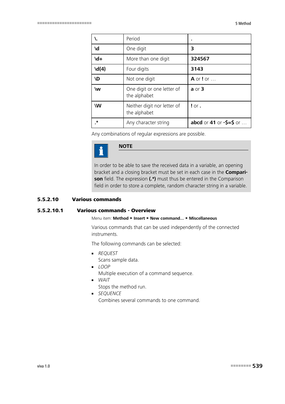 10 various commands, 1 various commands - overview | Metrohm viva 1.0 Manual User Manual | Page 551 / 898