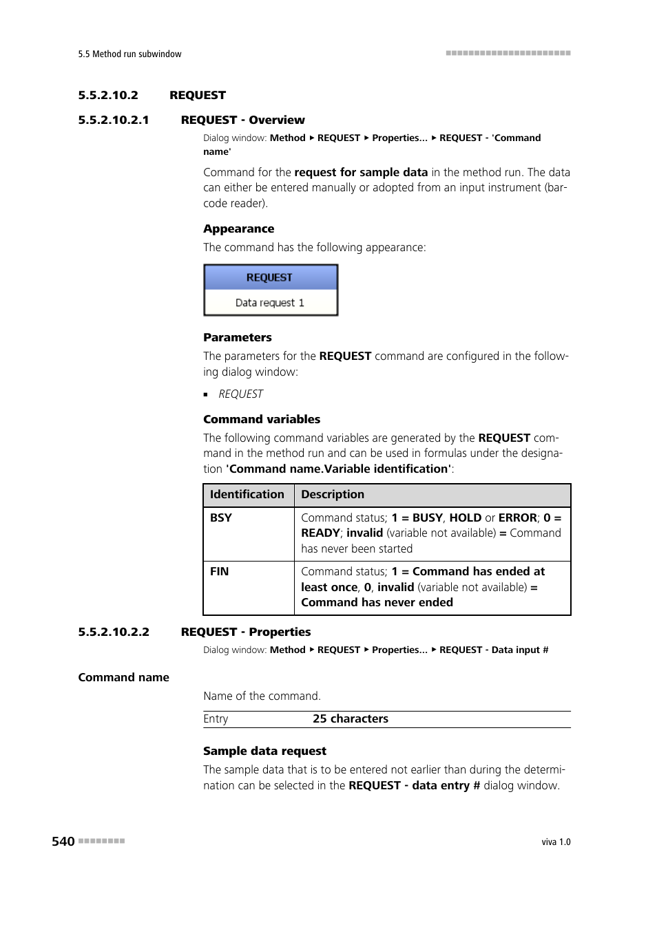 2 request, 1 request - overview, 2 request - properties | Request | Metrohm viva 1.0 Manual User Manual | Page 552 / 898