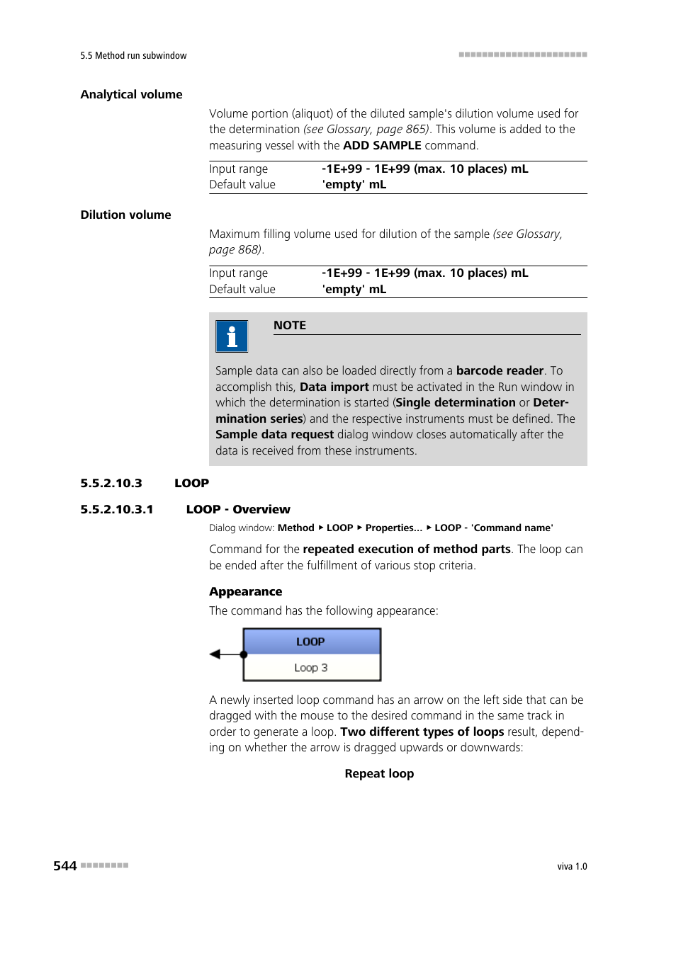 3 loop, 1 loop - overview, Loop | Metrohm viva 1.0 Manual User Manual | Page 556 / 898