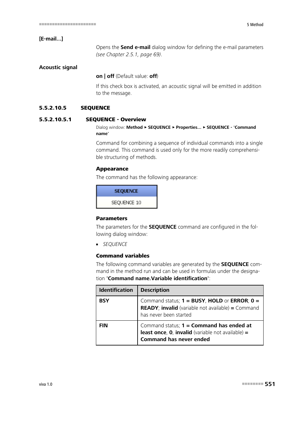 5 sequence, 1 sequence - overview, Sequence | Metrohm viva 1.0 Manual User Manual | Page 563 / 898