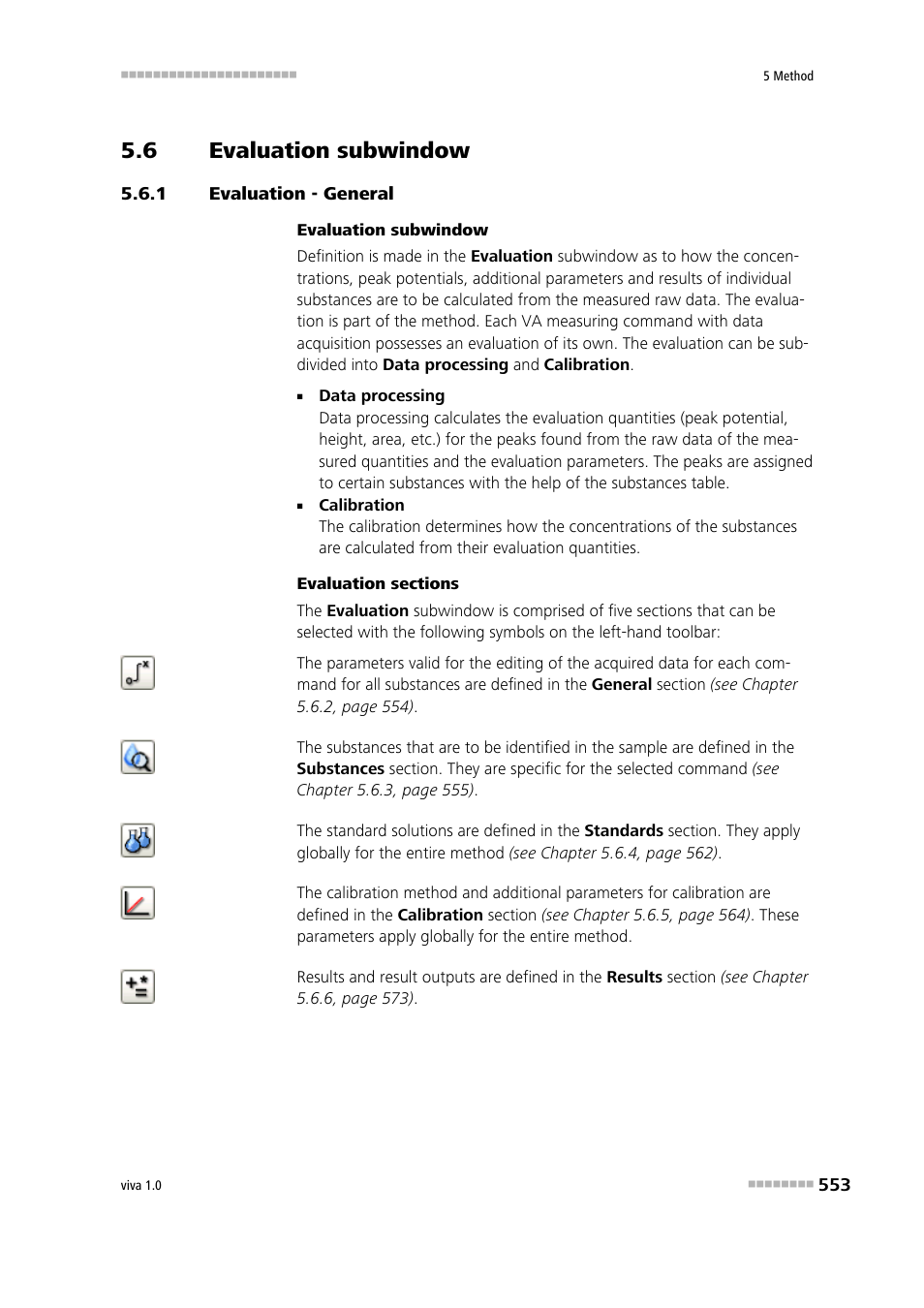 6 evaluation subwindow, 1 evaluation - general, Evaluation subwindow | Evaluation - general, Evaluation | Metrohm viva 1.0 Manual User Manual | Page 565 / 898