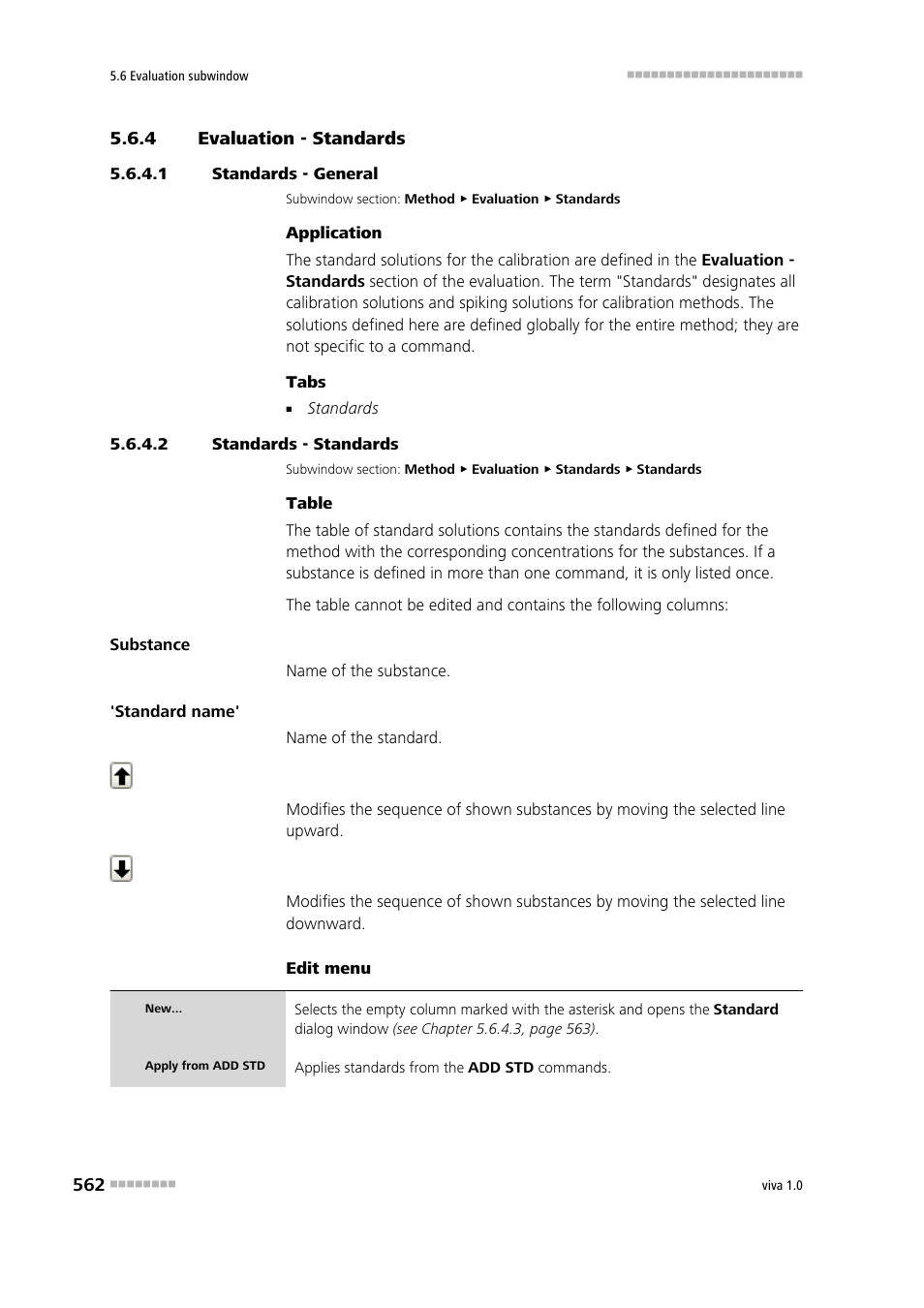 4 evaluation - standards, 1 standards - general, 2 standards - standards | Evaluation - standards, Standards | Metrohm viva 1.0 Manual User Manual | Page 574 / 898