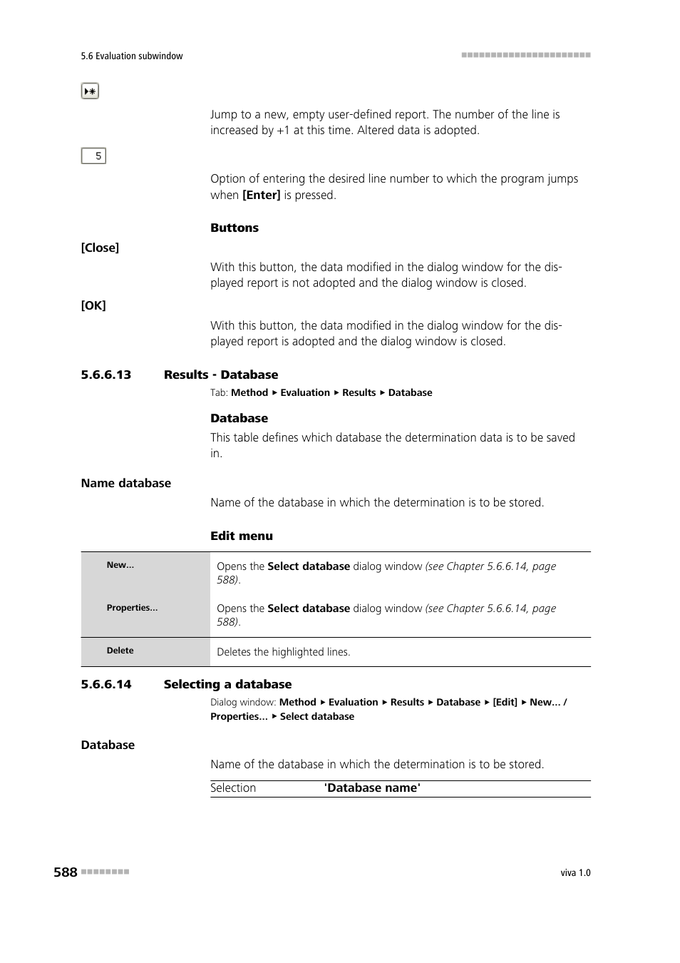 13 results - database, 14 selecting a database, Database | Metrohm viva 1.0 Manual User Manual | Page 600 / 898