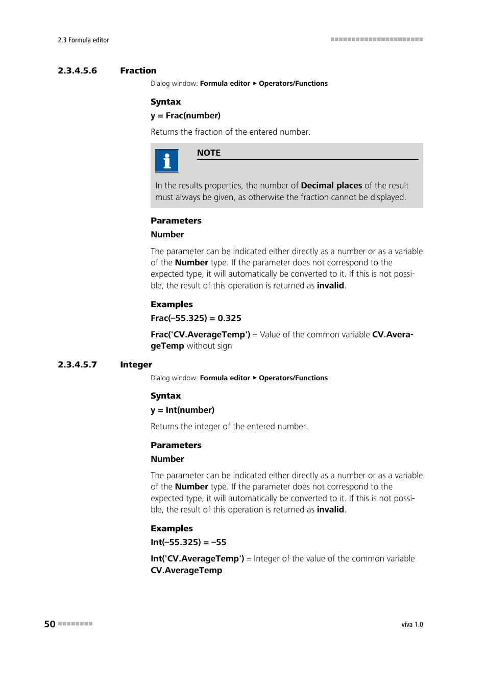 6 fraction, 7 integer, Fraction | Integer (int) | Metrohm viva 1.0 Manual User Manual | Page 62 / 898