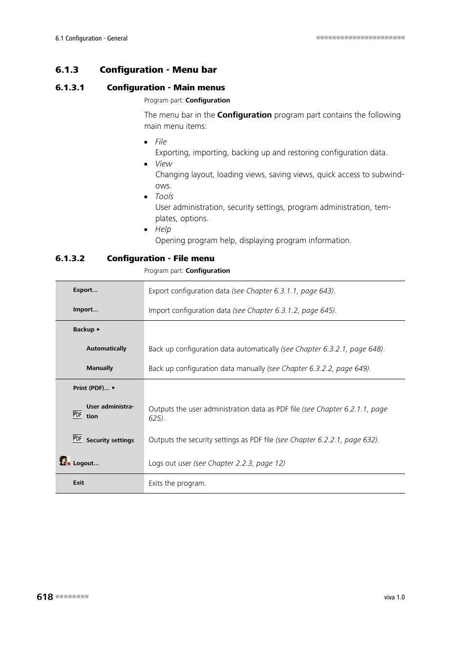 3 configuration - menu bar, 1 configuration - main menus, 2 configuration - file menu | Configuration - menu bar | Metrohm viva 1.0 Manual User Manual | Page 630 / 898