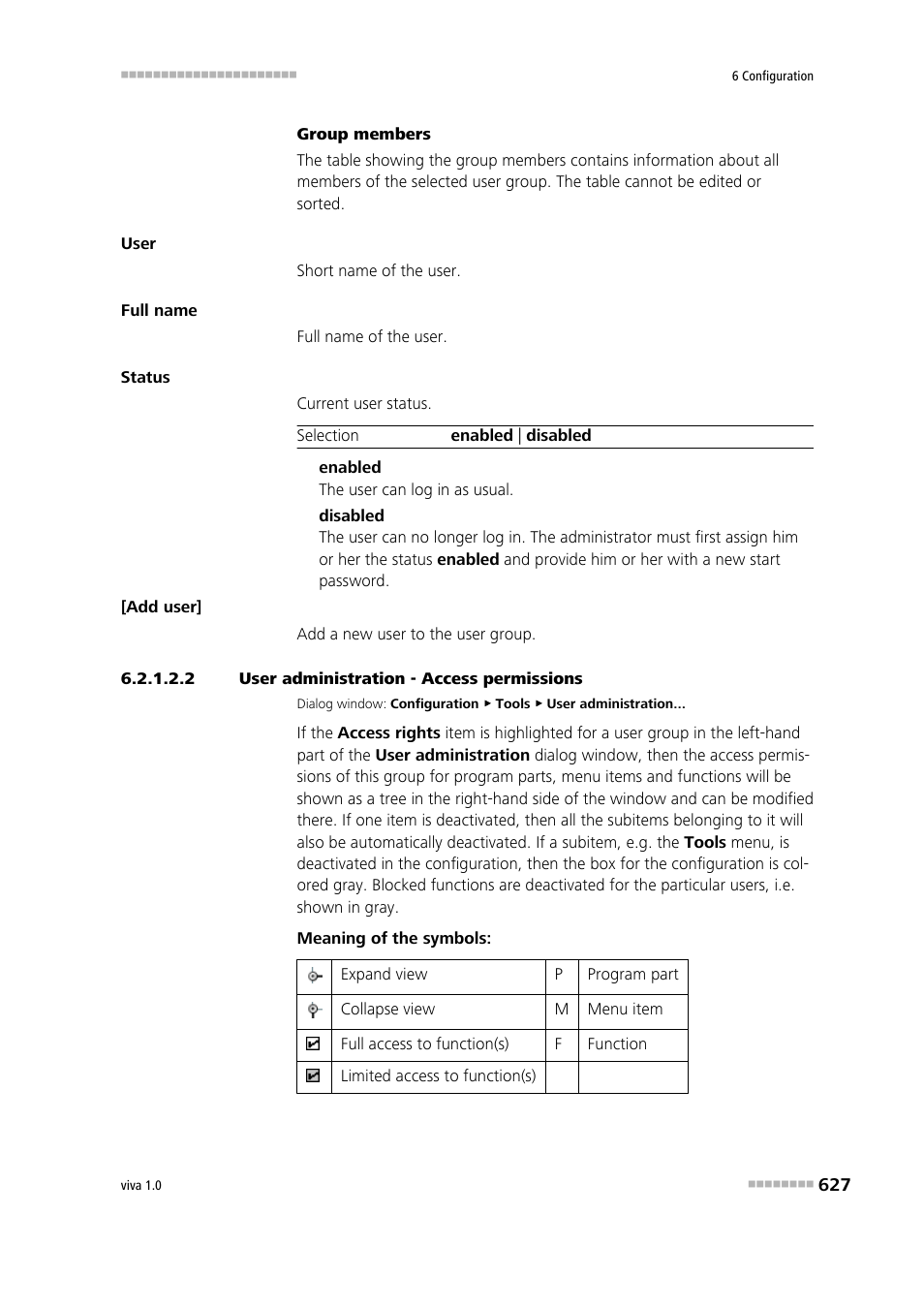 2 user administration - access permissions, Access permissions, Defining access permissions for user groups | Metrohm viva 1.0 Manual User Manual | Page 639 / 898