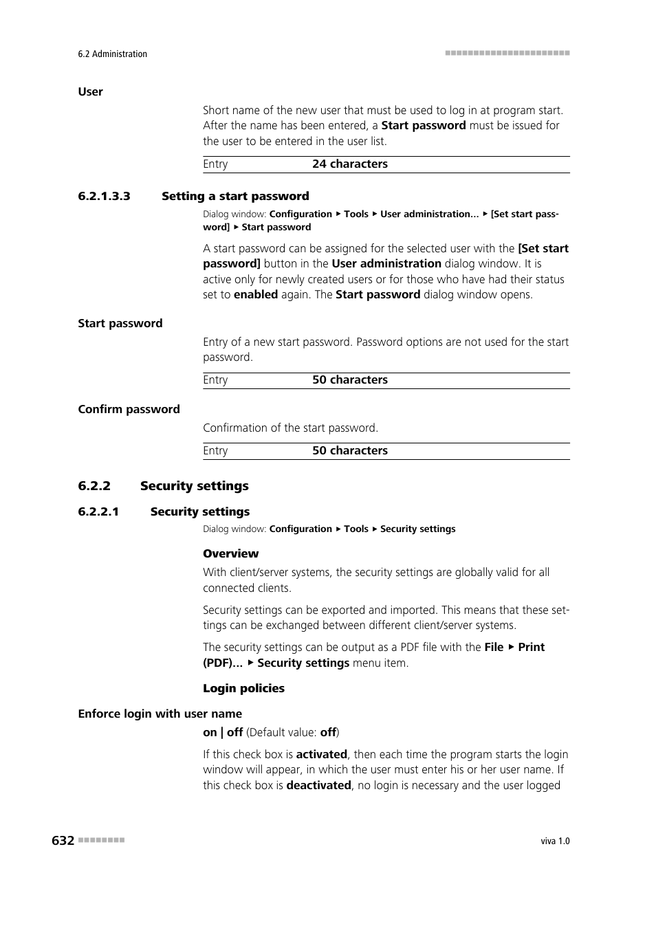 3 setting a start password, 2 security settings, 1 security settings | Security settings, Login / password protection, Setting start password for new user | Metrohm viva 1.0 Manual User Manual | Page 644 / 898