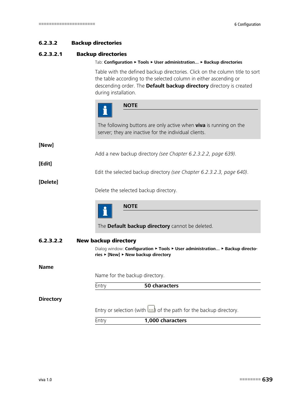 2 backup directories, 1 backup directories, 2 new backup directory | Backup directories | Metrohm viva 1.0 Manual User Manual | Page 651 / 898