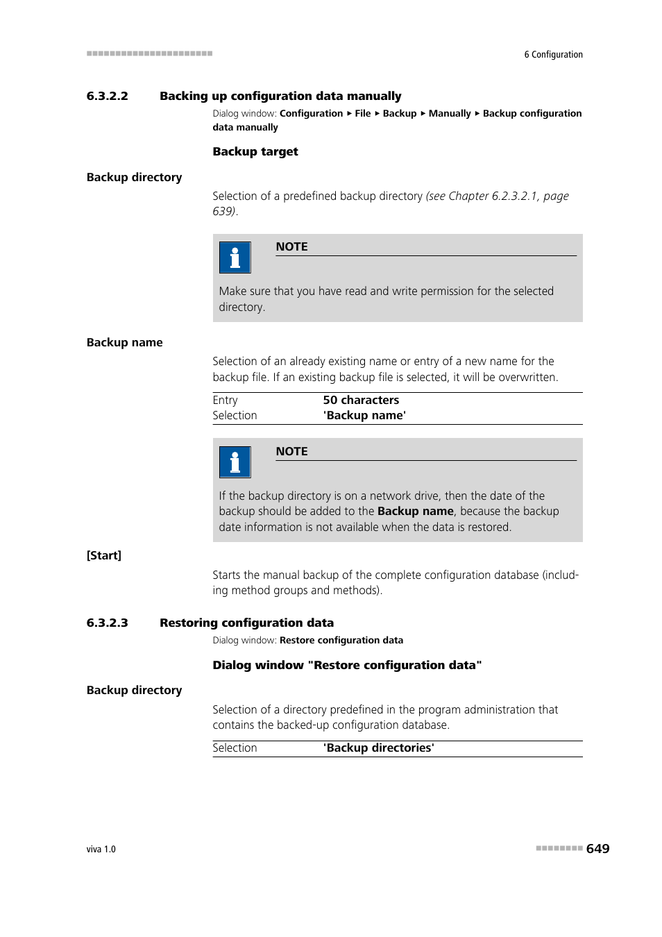 2 backing up configuration data manually, 3 restoring configuration data, Backing up configuration data manually | Restoring configuration data | Metrohm viva 1.0 Manual User Manual | Page 661 / 898