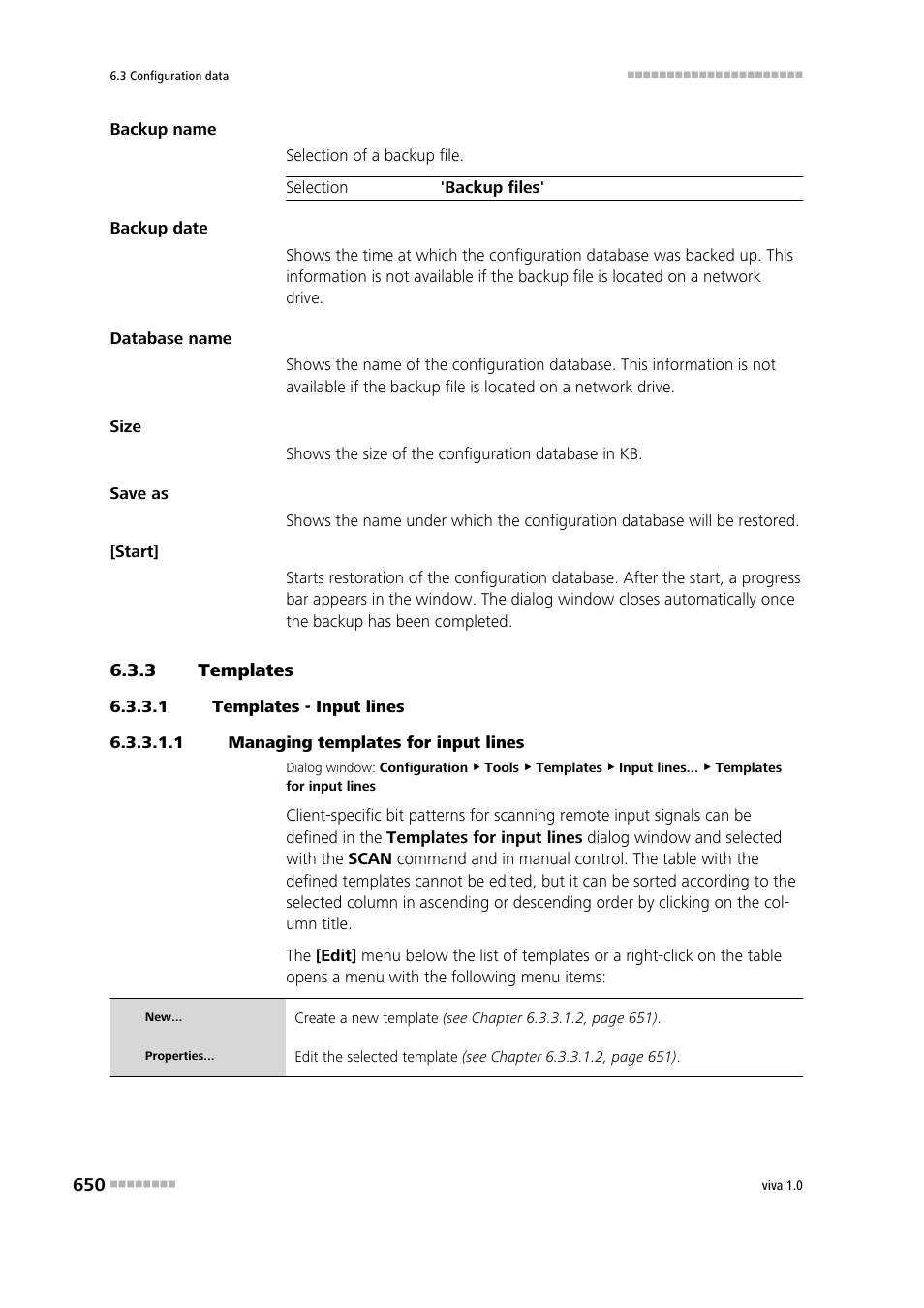 3 templates, 1 templates - input lines, 1 managing templates for input lines | Templates | Metrohm viva 1.0 Manual User Manual | Page 662 / 898