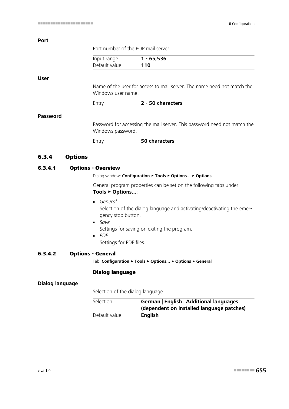 4 options, 1 options - overview, 2 options - general | Options, General program properties | Metrohm viva 1.0 Manual User Manual | Page 667 / 898