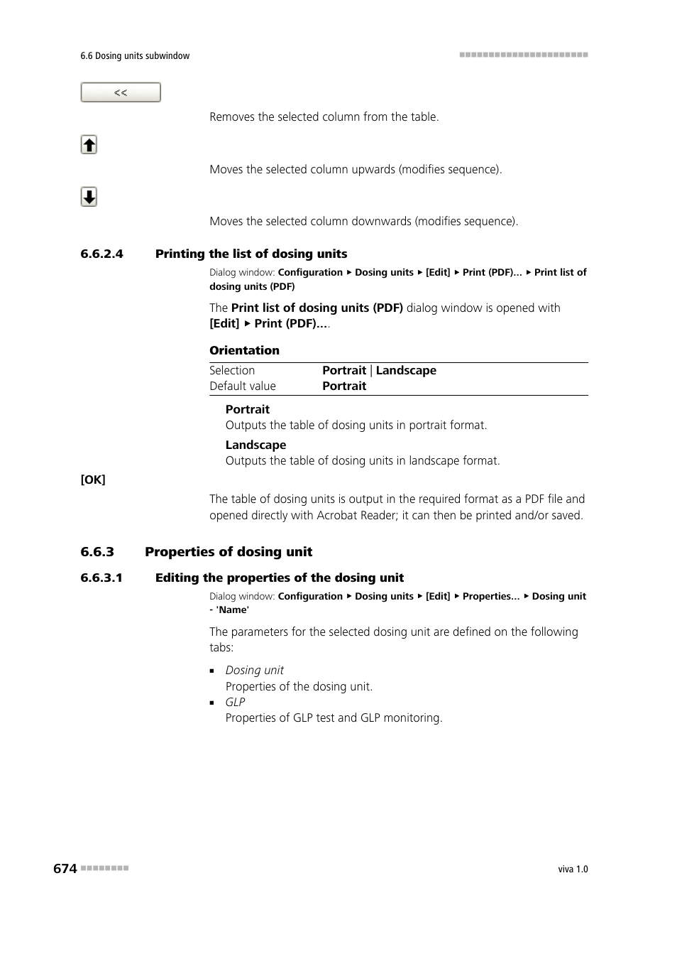 4 printing the list of dosing units, 3 properties of dosing unit, 1 editing the properties of the dosing unit | Properties of dosing unit | Metrohm viva 1.0 Manual User Manual | Page 686 / 898