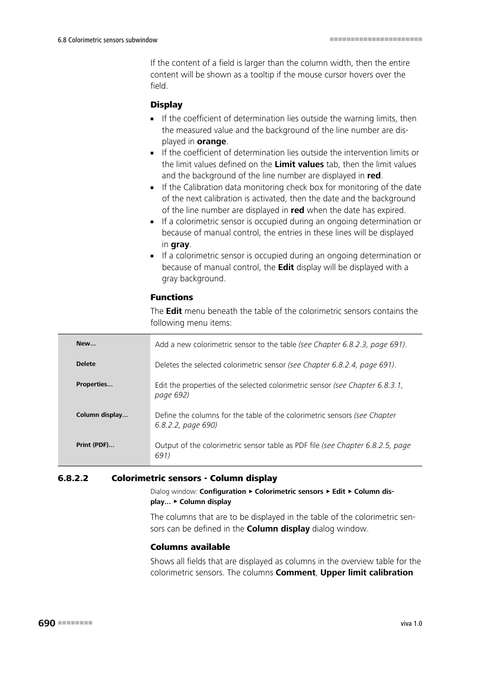 2 colorimetric sensors - column display | Metrohm viva 1.0 Manual User Manual | Page 702 / 898