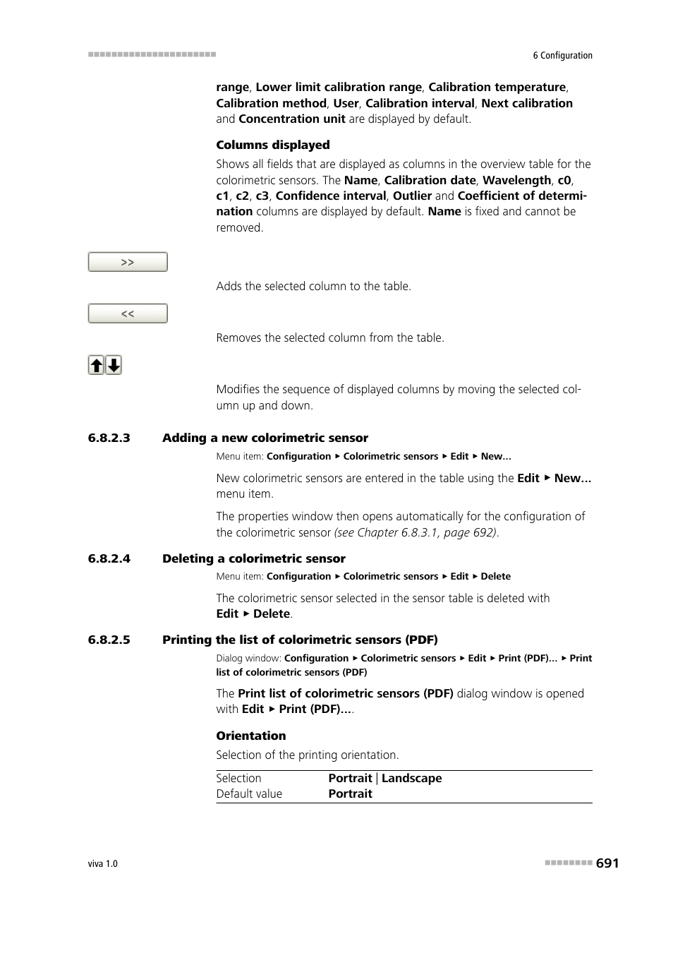 3 adding a new colorimetric sensor, 4 deleting a colorimetric sensor, 5 printing the list of colorimetric sensors (pdf) | Metrohm viva 1.0 Manual User Manual | Page 703 / 898