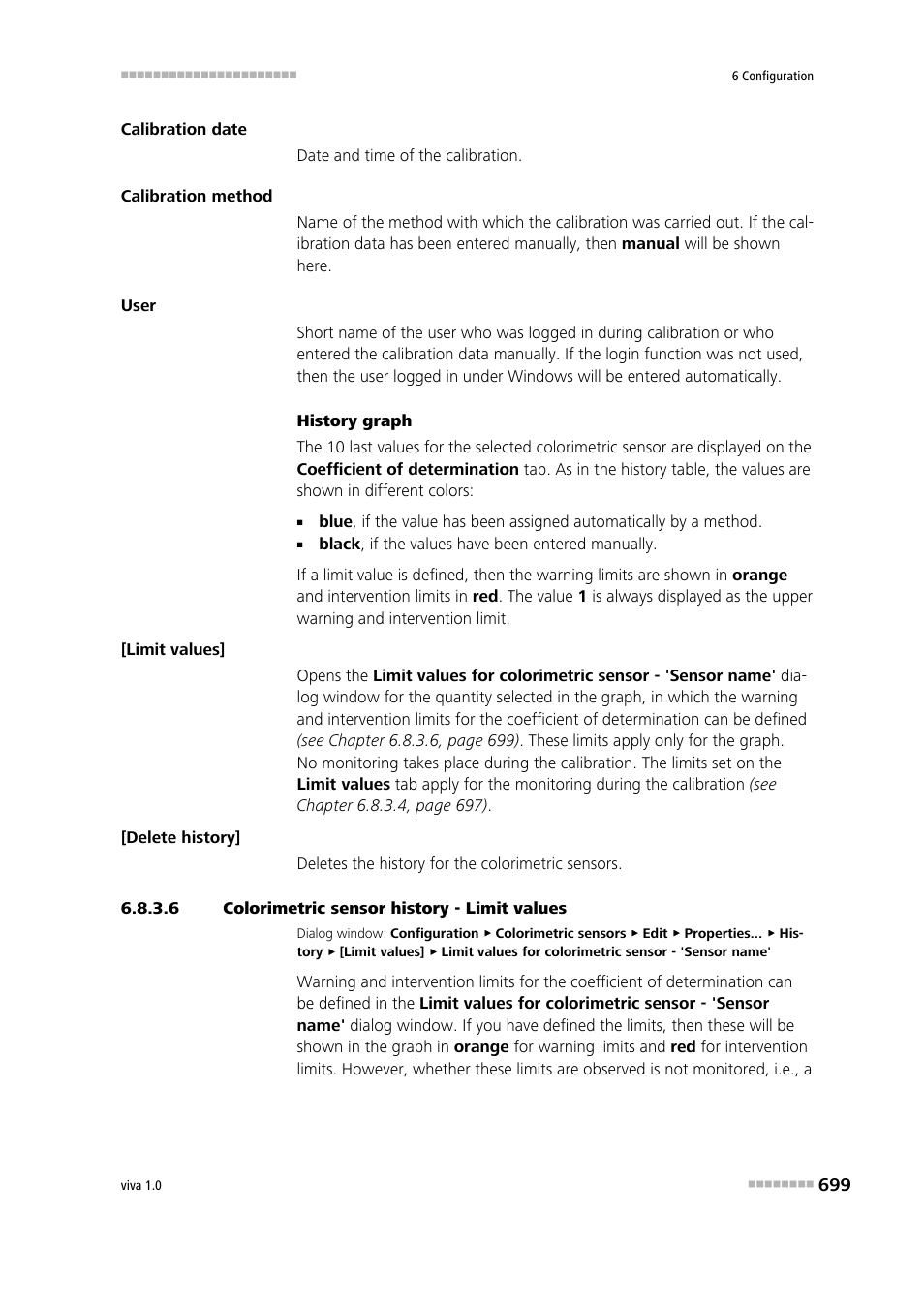 6 colorimetric sensor history - limit values | Metrohm viva 1.0 Manual User Manual | Page 711 / 898