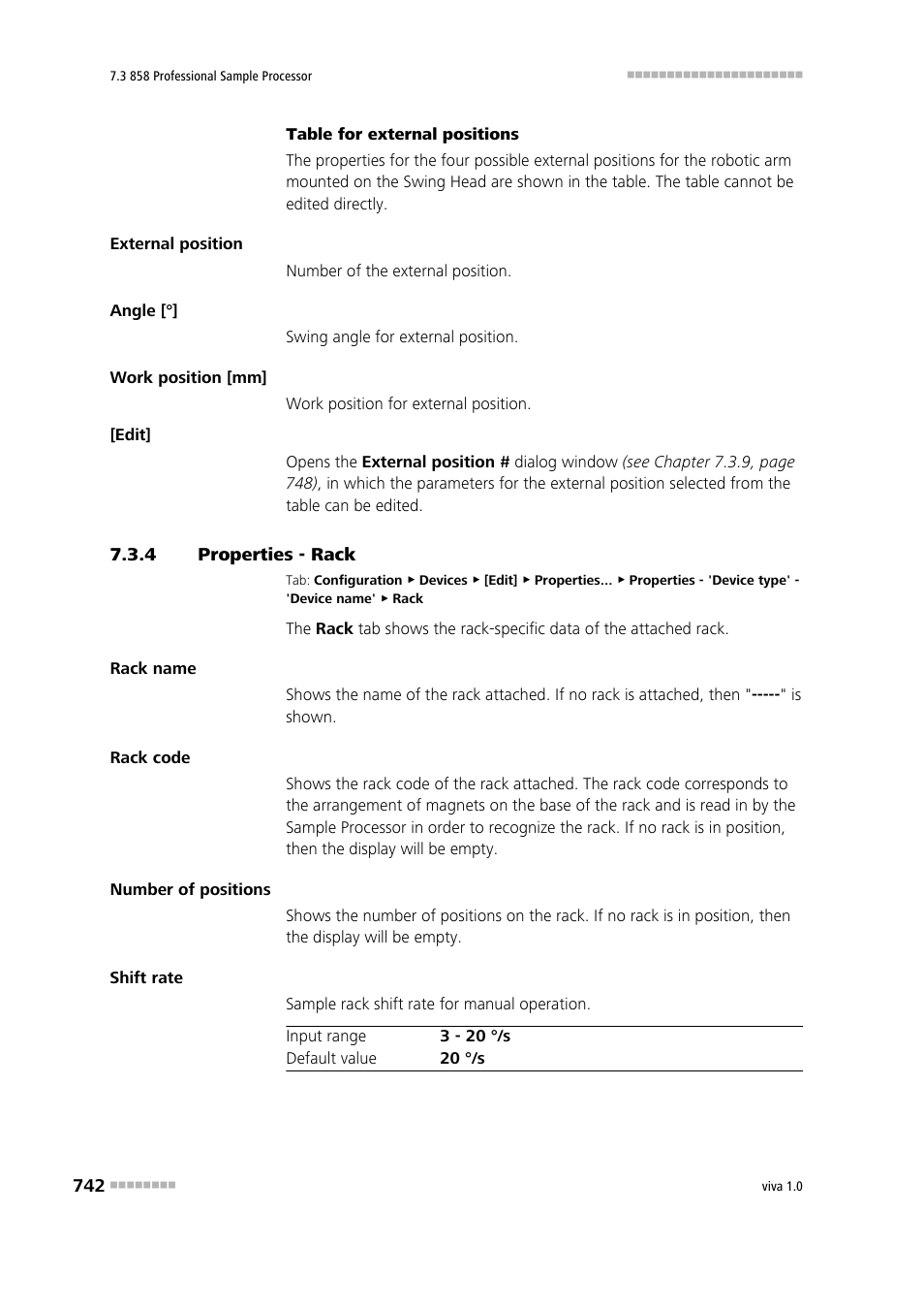 4 properties - rack, Properties - rack, Rack | Metrohm viva 1.0 Manual User Manual | Page 754 / 898