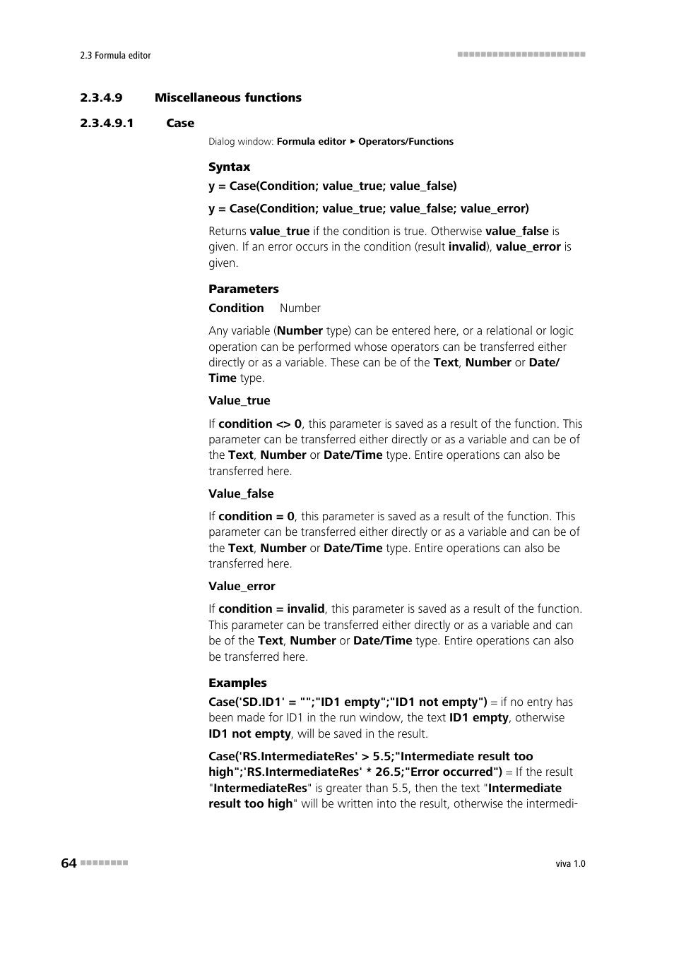 9 miscellaneous functions, 1 case, Case | Metrohm viva 1.0 Manual User Manual | Page 76 / 898