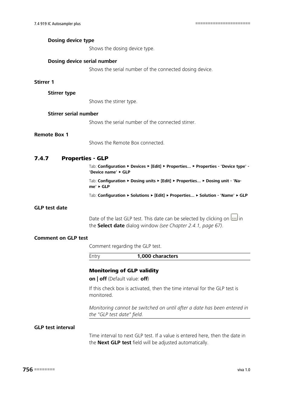 7 properties - glp, Properties - glp | Metrohm viva 1.0 Manual User Manual | Page 768 / 898