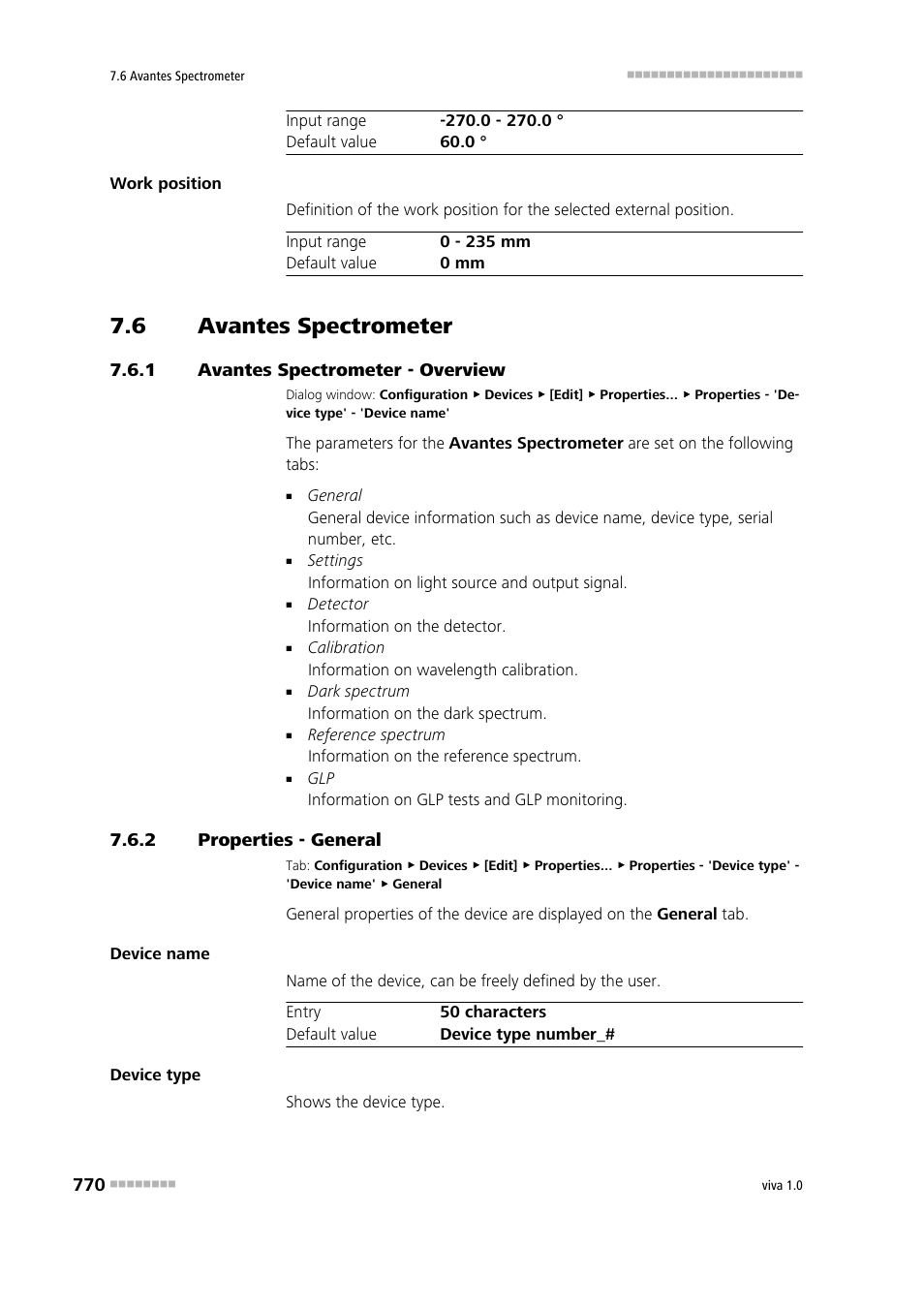 6 avantes spectrometer, 1 avantes spectrometer - overview, 2 properties - general | Avantes spectrometer, Avantes spectrometer - overview, Properties - general | Metrohm viva 1.0 Manual User Manual | Page 782 / 898