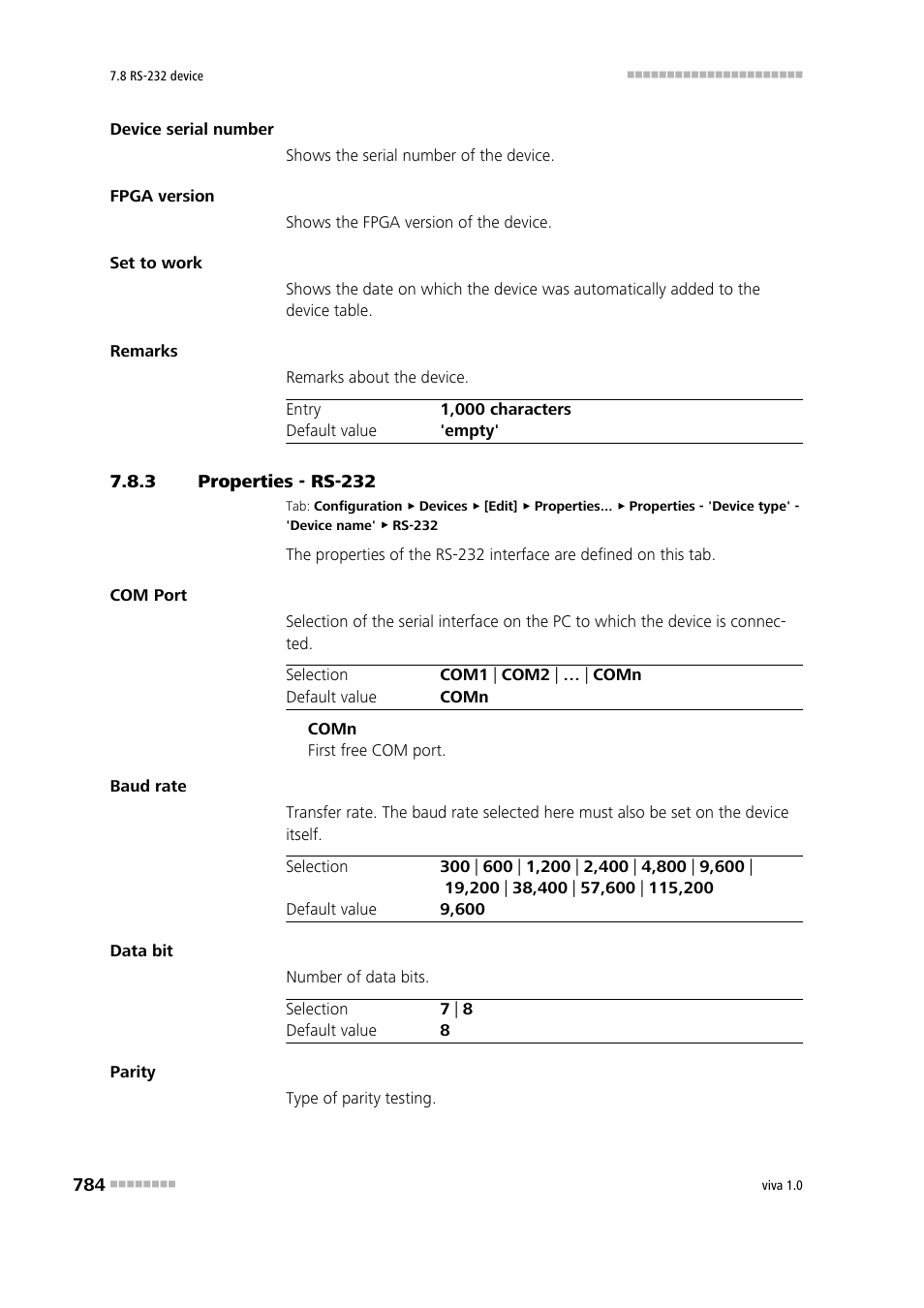 3 properties - rs-232, Properties - rs-232, Rs-232 | Metrohm viva 1.0 Manual User Manual | Page 796 / 898