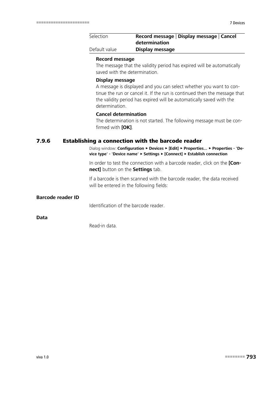 Establishing a connection with the barcode reader | Metrohm viva 1.0 Manual User Manual | Page 805 / 898